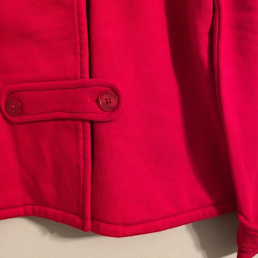 Lands’ End Bright Red Girls Cotton Pea Coat Size 7 8
